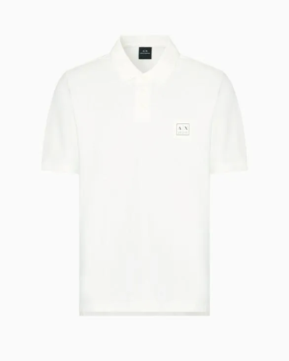 Regular Fit Pique Polo White Men Armani Polo Shirts