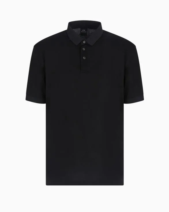 Regular Fit Polo Shirt In Mercerised Cotton Black Men Armani Polo Shirts