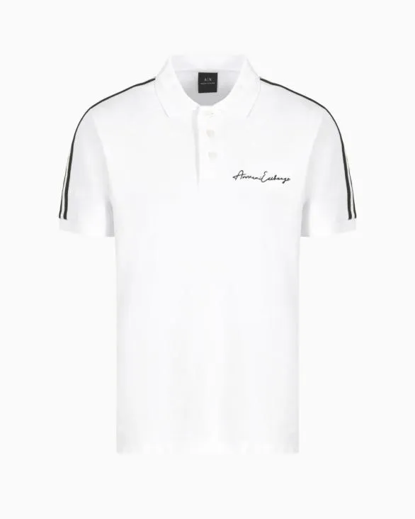 Regular Fit Polo Shirt With Signature Logo White Men Armani Polo Shirts