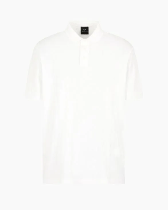 Regular Fit Polo Shirt With Toneontone Allover Logo White Men Armani Polo Shirts