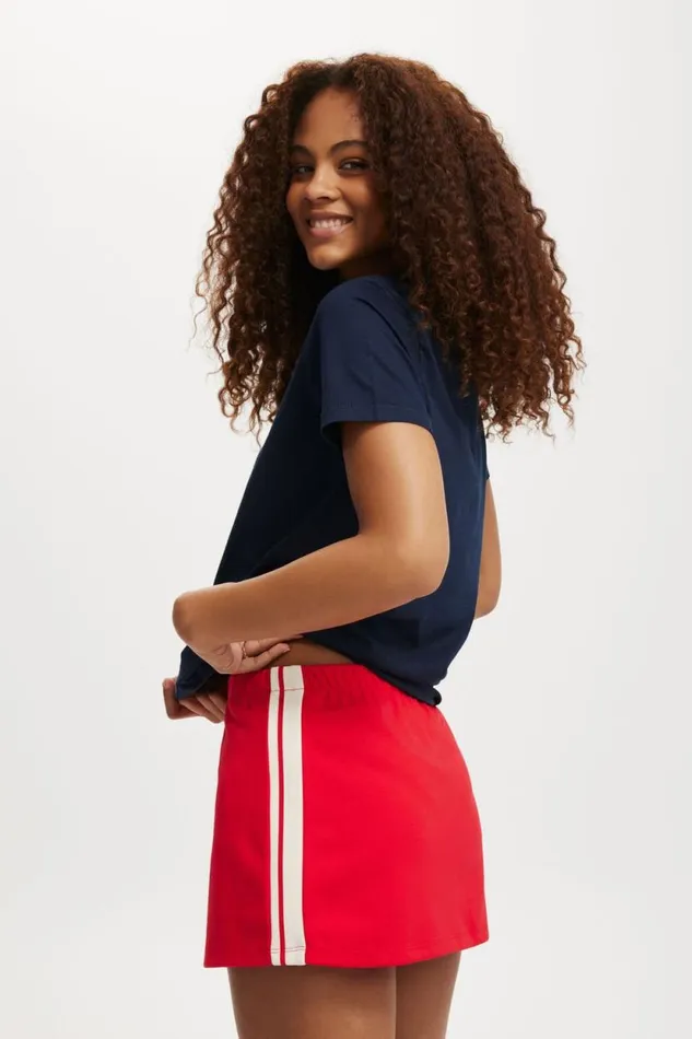 Retro Sporty Skirt Scarlet Red Women Cotton On Skirts