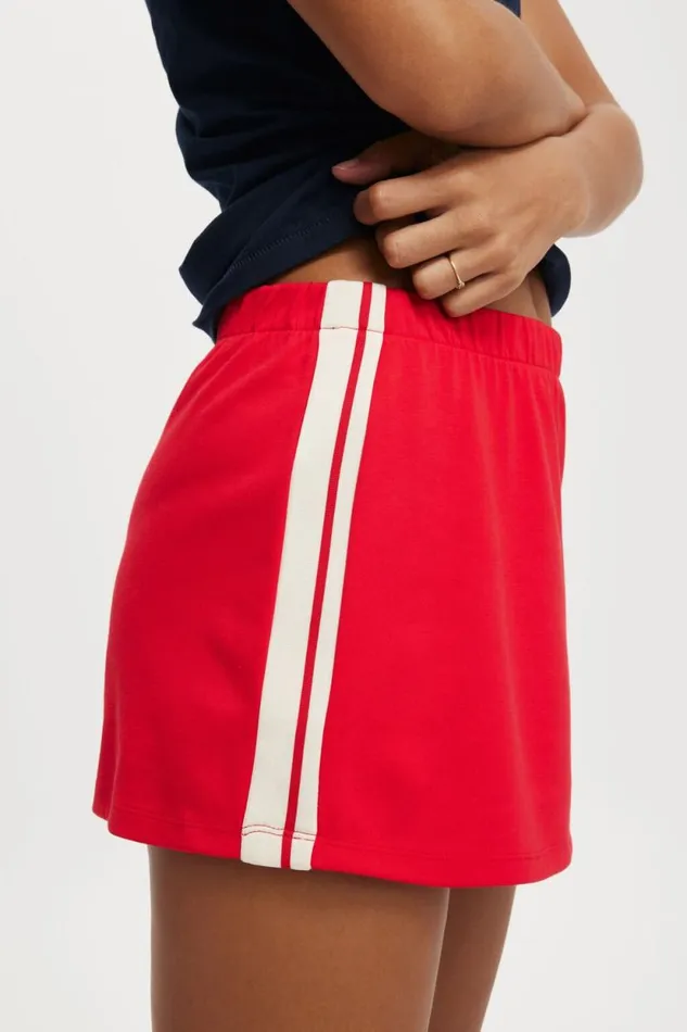 Retro Sporty Skirt Scarlet Red Women Cotton On Skirts