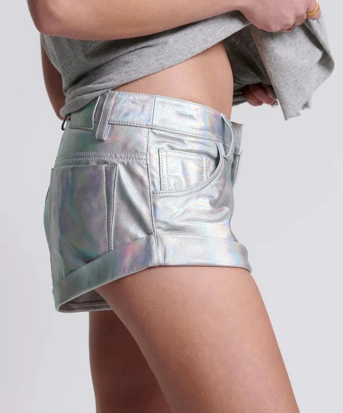 REVENGE METALLIC LEATHER BANDIT SHORTS Women One Teaspoon Bottoms REVENGE METALLIC LEATHER BANDIT SHORTS Women One Teaspoon Bottoms