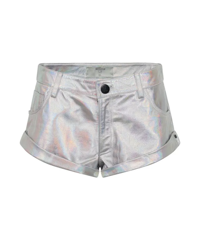 REVENGE METALLIC LEATHER BANDIT SHORTS Women One Teaspoon Bottoms REVENGE METALLIC LEATHER BANDIT SHORTS Women One Teaspoon Bottoms