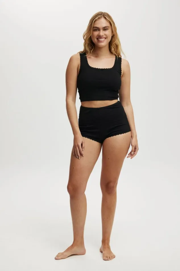 Rib Lace Short Black Women Cotton On Shorts