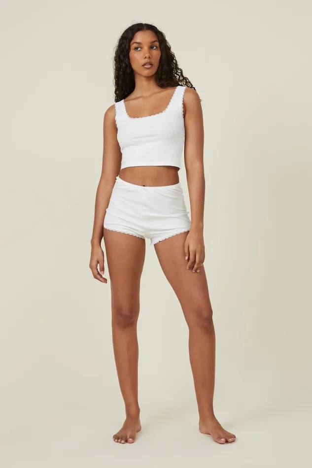 Rib Lace Tank White Women Cotton On Tops Rib Lace Tank White Women Cotton On Tops