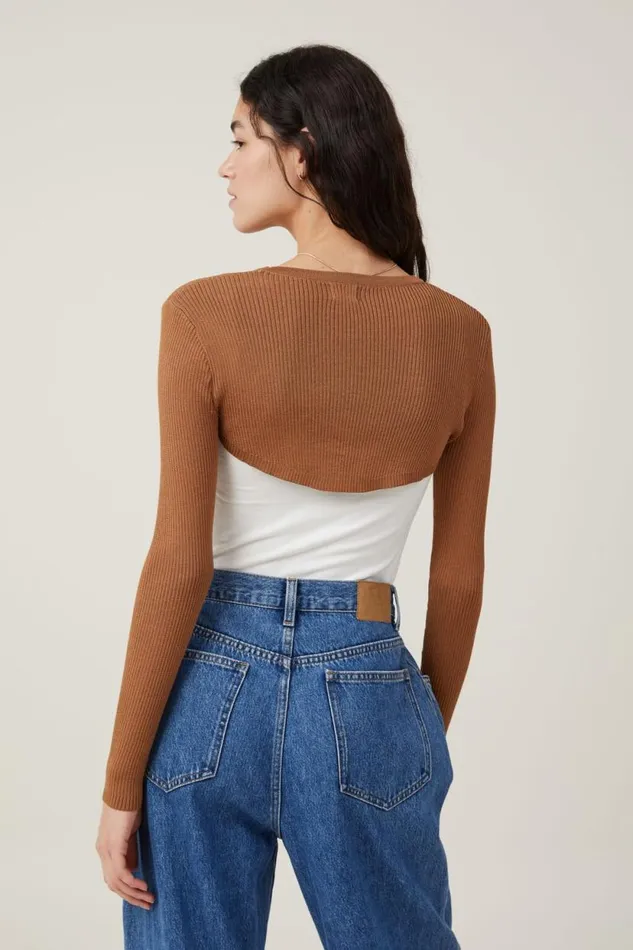 Rib Pullover Shrug Pinecone Women Cotton On Tops