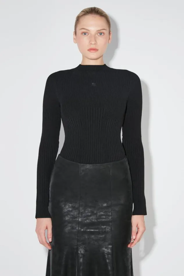Ribbed Longsleeve Mockneck Black Women MISBHV Knitwear