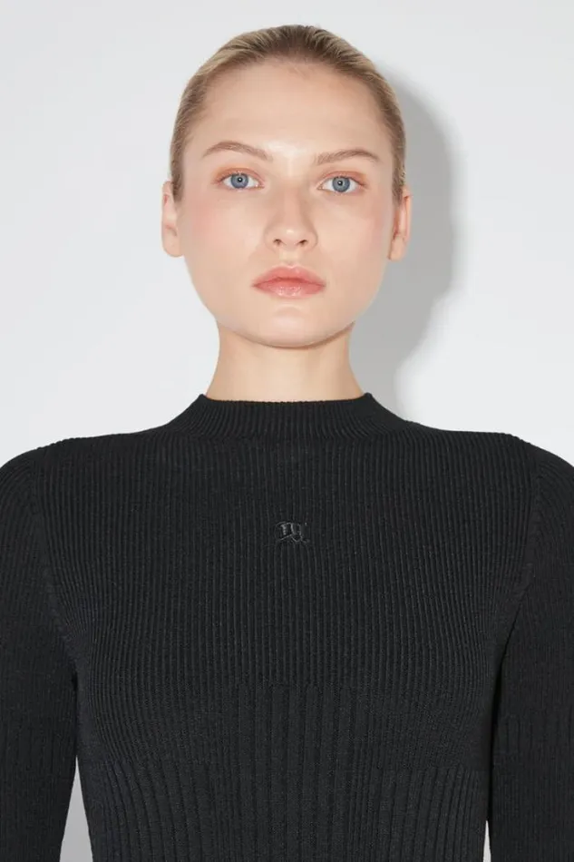 Ribbed Longsleeve Mockneck Black Women MISBHV Knitwear