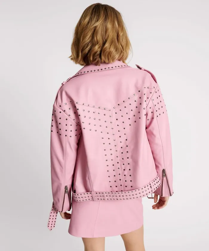 RIZZO PINK STUDDED LEATHER MOTO JACKET Women One Teaspoon Jackets RIZZO PINK STUDDED LEATHER MOTO JACKET Women One Teaspoon Jackets