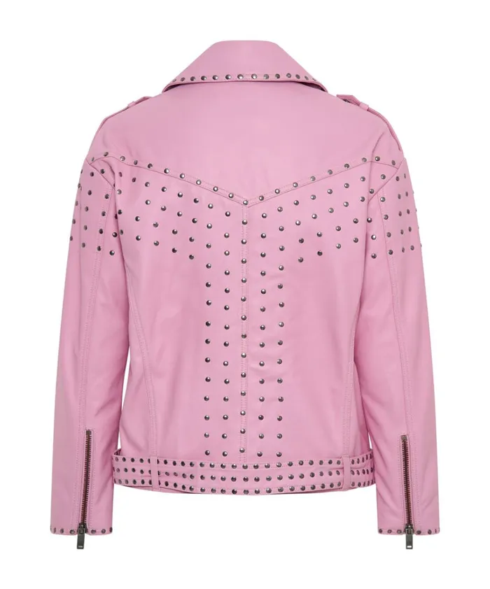 RIZZO PINK STUDDED LEATHER MOTO JACKET Women One Teaspoon Jackets RIZZO PINK STUDDED LEATHER MOTO JACKET Women One Teaspoon Jackets