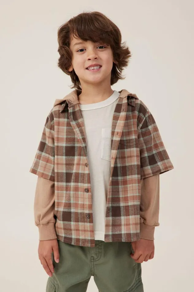 Rugged Long Sleeve Layered Shirt Hot Choccyplaid Boys Cotton On Shirts