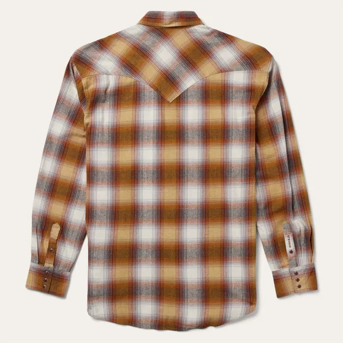 Rust Plaid Flannel Western Shirt Brown Men Stetson Flannel Shirts