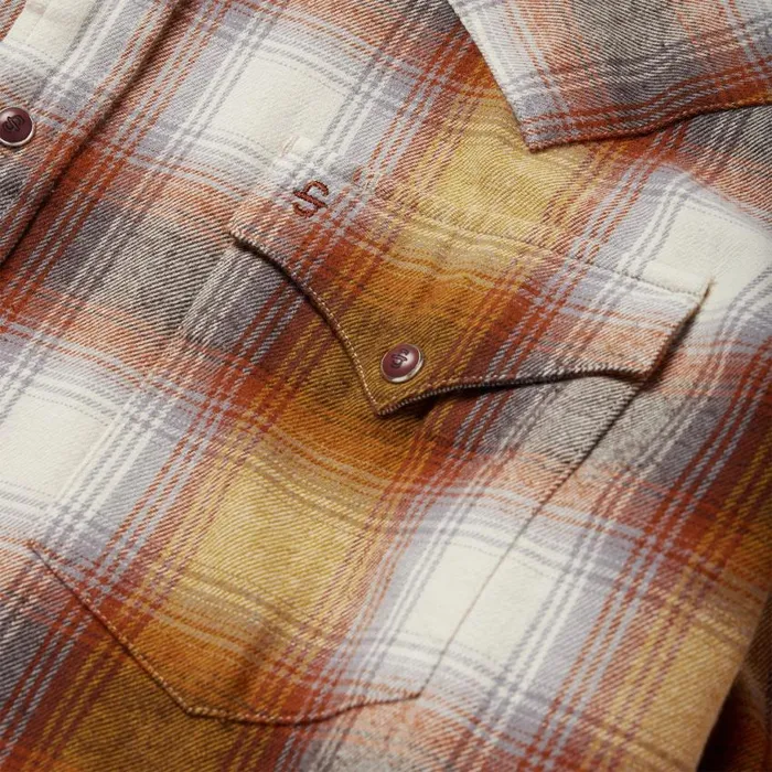 Rust Plaid Flannel Western Shirt Brown Men Stetson Flannel Shirts