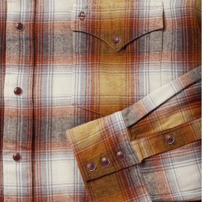 Rust Plaid Flannel Western Shirt Brown Men Stetson Flannel Shirts