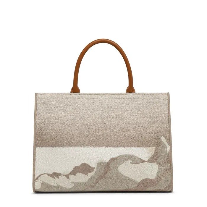 Santoni Beige Fabric Medium Tote Bag MenWomen Home Accessories