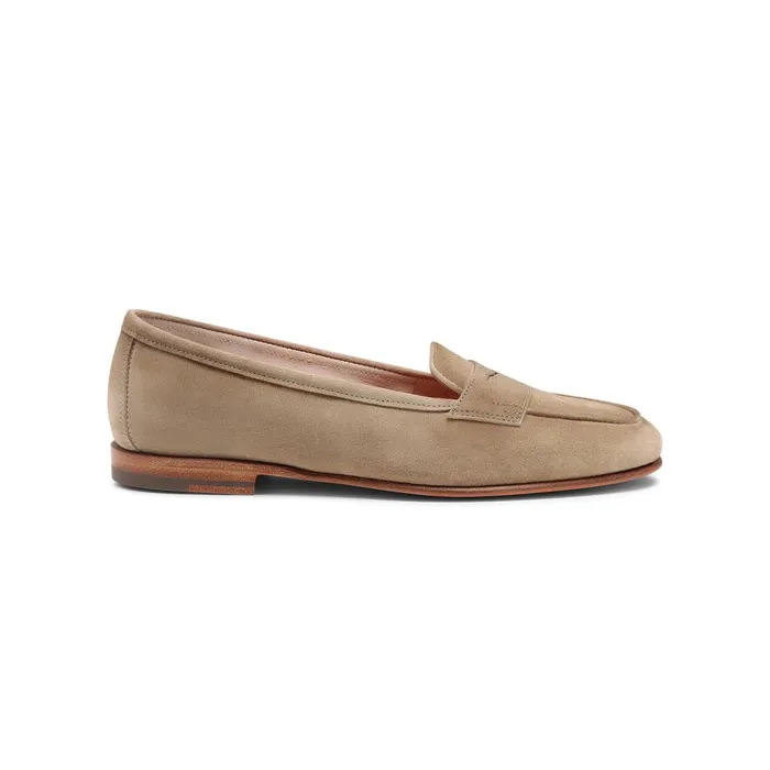 Santoni Beige Suede Carla Loafer Women Loafers