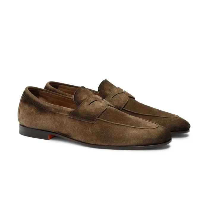 Santoni Brown Suede Carlo Loafer Men Loafers