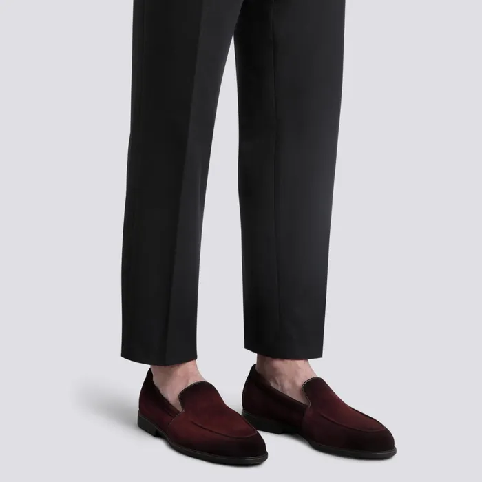 Santoni Burgundy Suede Loafer Men Loafers