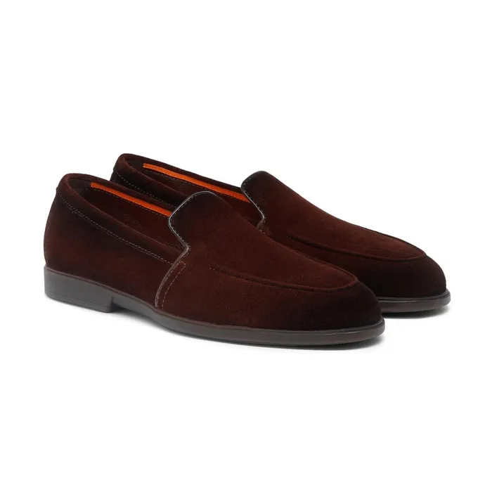 Santoni Burgundy Suede Loafer Men Loafers
