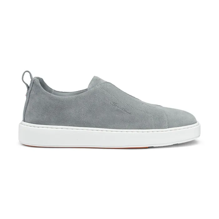 Santoni Light Blue Suede SlipOn Sneaker Men Sneakers