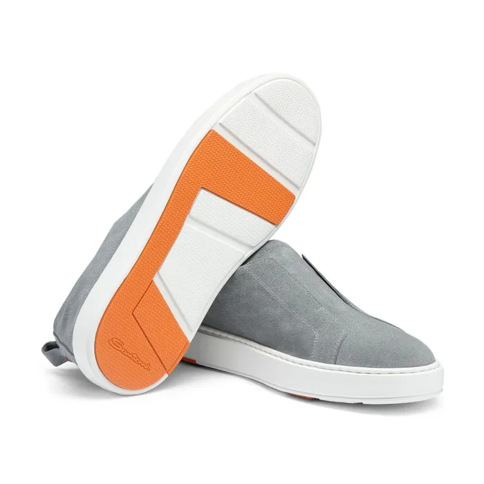 Santoni Light Blue Suede SlipOn Sneaker Men Sneakers
