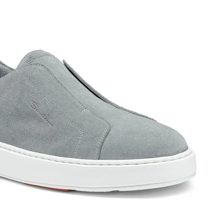 Santoni Light Blue Suede SlipOn Sneaker Men Sneakers
