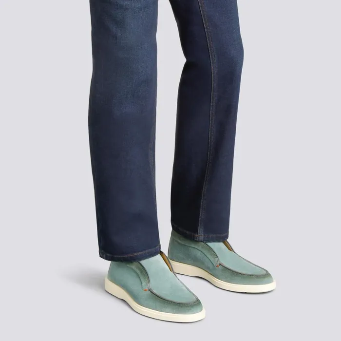 Santoni Petrol Green Suede Desert Boot Men Boots