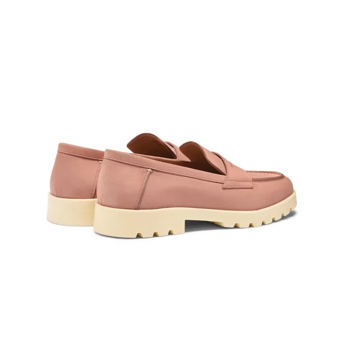 Santoni Pink Nubuck Penny Loafer Women Loafers