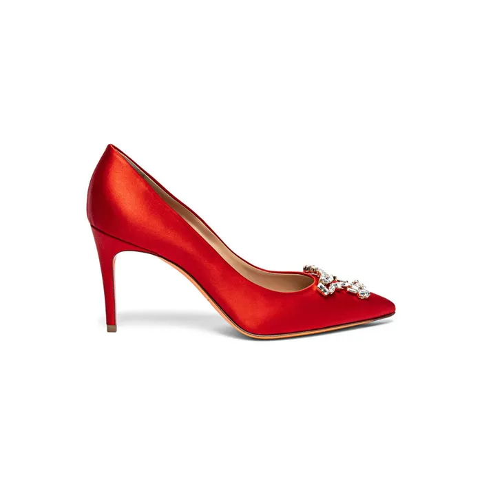 Santoni Red Satin HighHeel Sibille Pump Women Pumps and Heels