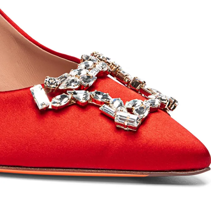 Santoni Red Satin HighHeel Sibille Pump Women Pumps and Heels