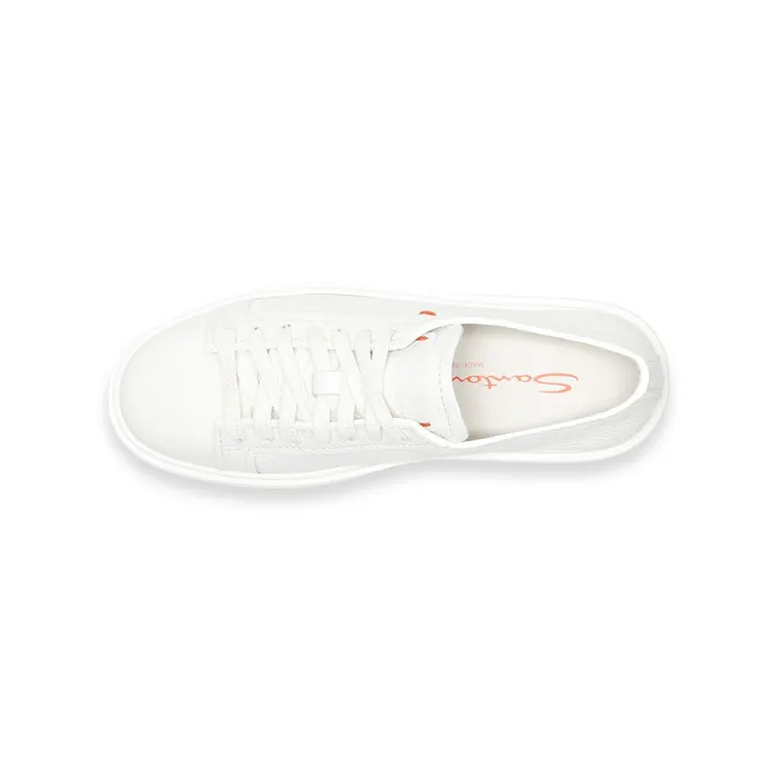 Santoni White Tumbled Leather Sneaker Women Sneakers