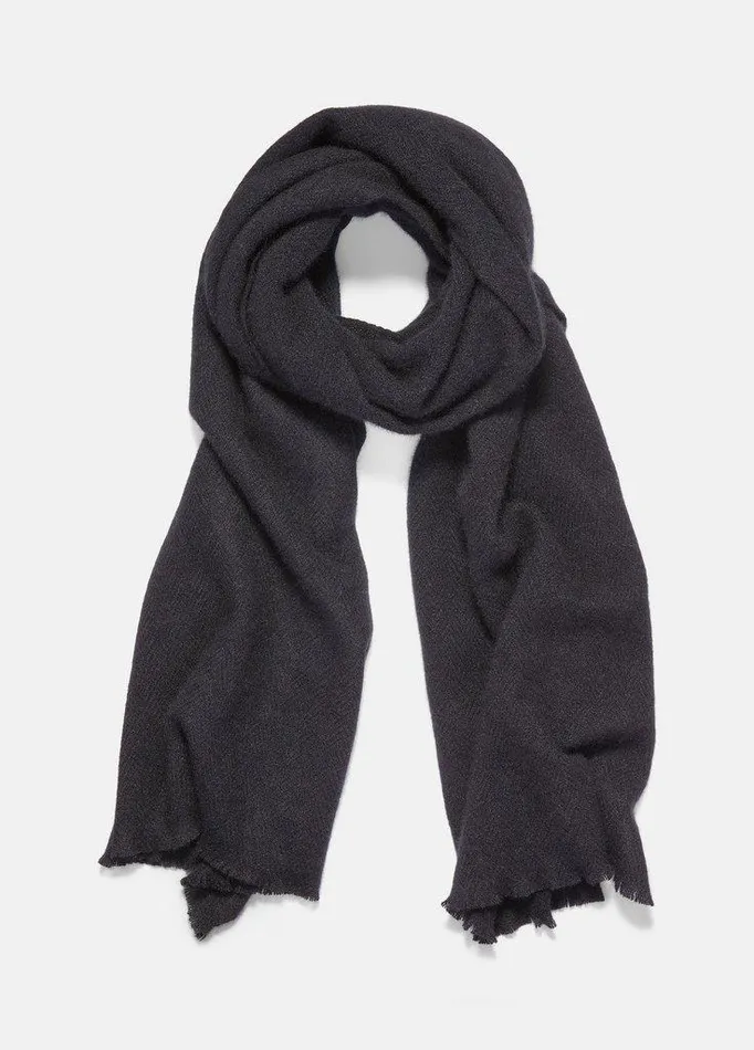 Scarves and Hats Men Vince Herringbone Cashmere Scarf Black