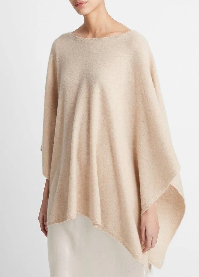Scarves and Hats Women Vince ReverseJersey Cashmere BoatNeck Poncho Off White