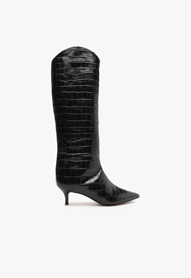 Schutz Shoes Boots Maryana Lo CrocodileEmbossed Leather Boot Black 8211 Women Schutz Shoes Boots Maryana Lo CrocodileEmbossed Leather Boot Black 8211 Women