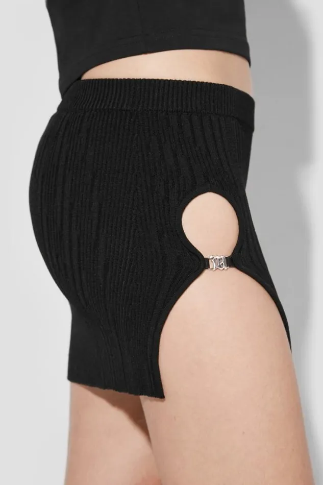 Seamless Knitted Mini Skirt Black Women MISBHV Knitwear