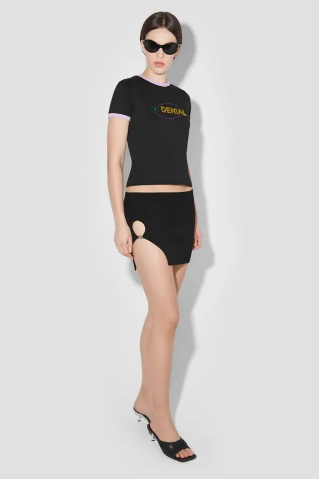 Seamless Knitted Mini Skirt Black Women MISBHV Knitwear