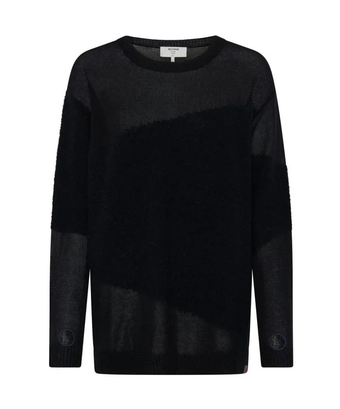 SHATTERED CREW KNIT SWEATER BLACK Women One Teaspoon Knitwear SHATTERED CREW KNIT SWEATER BLACK Women One Teaspoon Knitwear