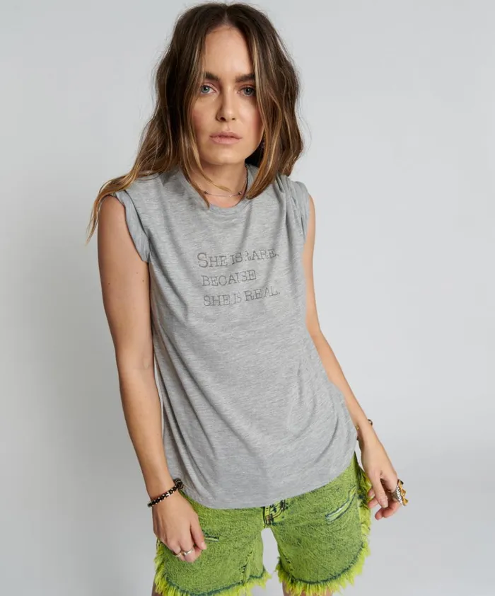 SHE IS RARE BURNOUT CREW TEE Women One Teaspoon Graphic Tees