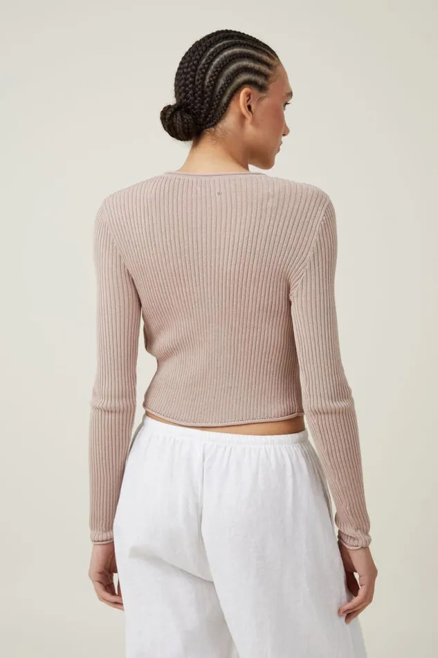 Sheer Rib Peekaboo Cardigan Shell Women Cotton On Sweaters and Cardigans