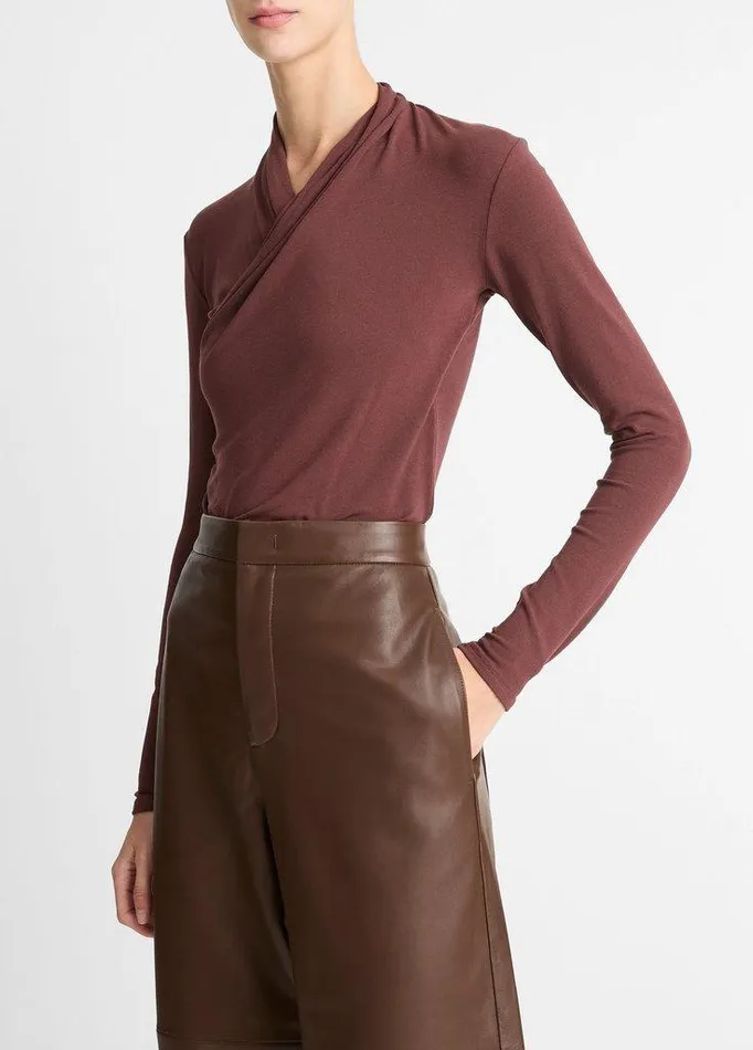 Shirts and Tops Women Vince Fixed Wrap LongSleeve Top Black Rose Shirts and Tops Women Vince Fixed Wrap LongSleeve Top Black Rose
