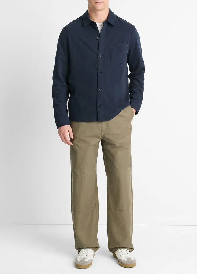 Shirts Men Vince Sueded Cotton Jersey ButtonFront Shirt Coastal Blue