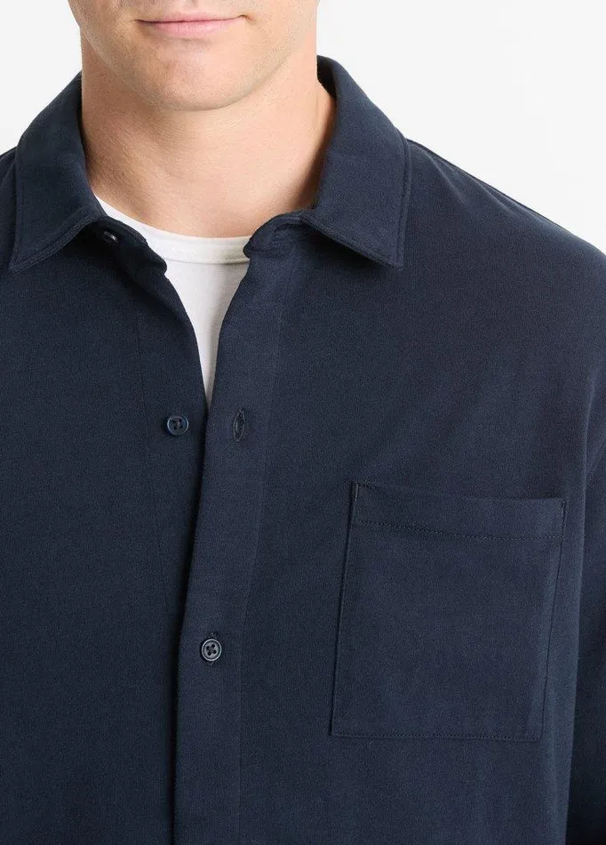 Shirts Men Vince Sueded Cotton Jersey ButtonFront Shirt Coastal Blue Shirts Men Vince Sueded Cotton Jersey ButtonFront Shirt Coastal Blue