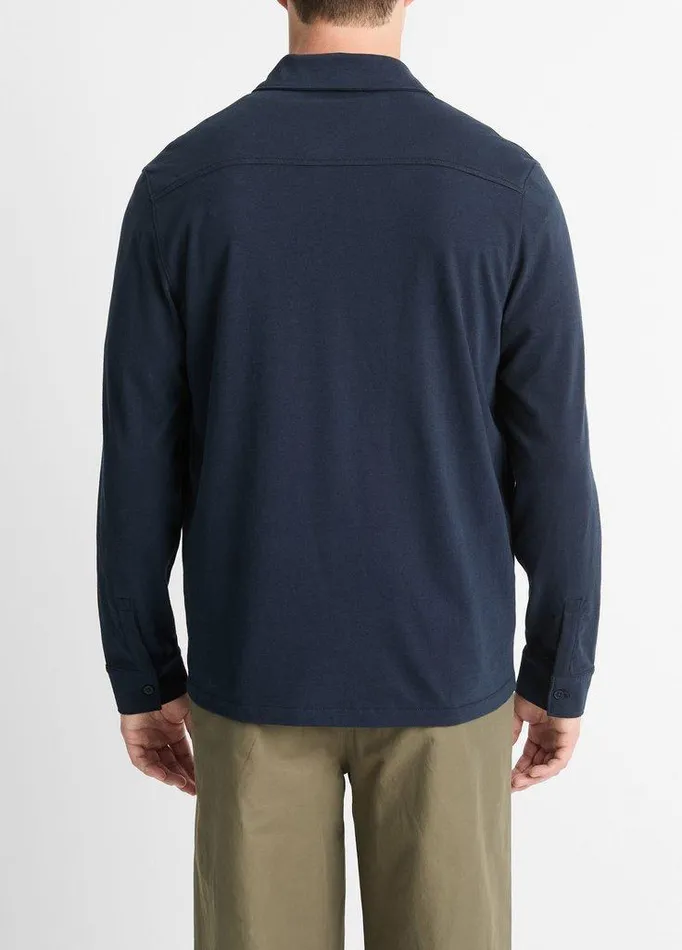 Shirts Men Vince Sueded Cotton Jersey ButtonFront Shirt Coastal Blue Shirts Men Vince Sueded Cotton Jersey ButtonFront Shirt Coastal Blue