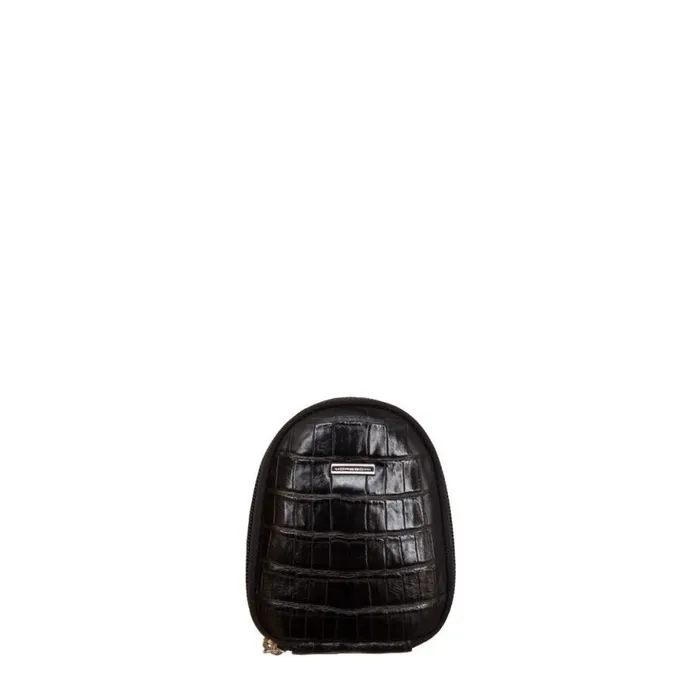 Shoe Care Men Moreschi Black Crocodile Skin Shoe Care Travel Pouch