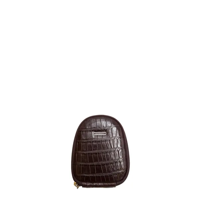 Shoe Care Men Moreschi Dark Brown Crocodile Skin Shoe Care Travel Pouch