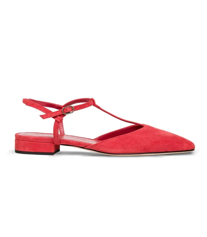 Shoes Women DEN Cristina TStrap Flat Fuego Suede Shoes Women DEN Cristina TStrap Flat Fuego Suede