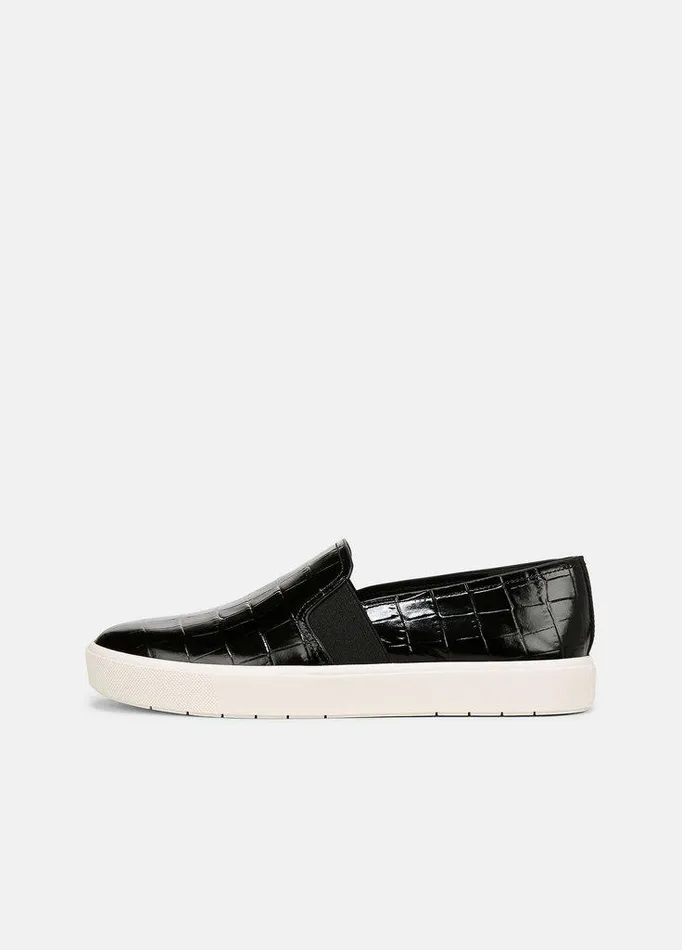 Shoes Women Vince Blair CrocEmbossed Leather Sneaker Black