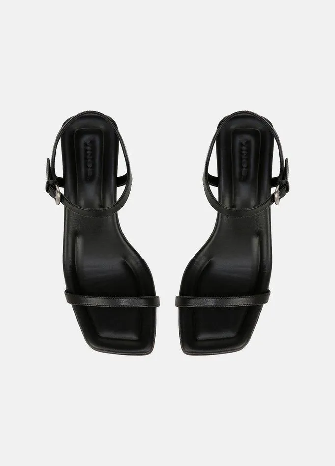 Shoes Women Vince Coco Leather Heeled Sandal Black Shoes Women Vince Coco Leather Heeled Sandal Black