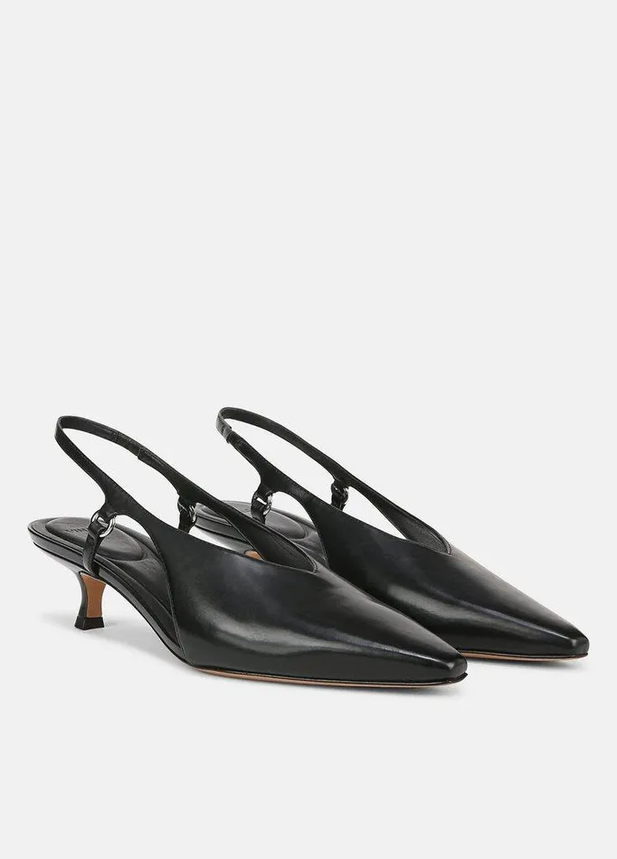 Shoes Women Vince Sabrina Leather Slingback Kitten Heel Black Shoes Women Vince Sabrina Leather Slingback Kitten Heel Black